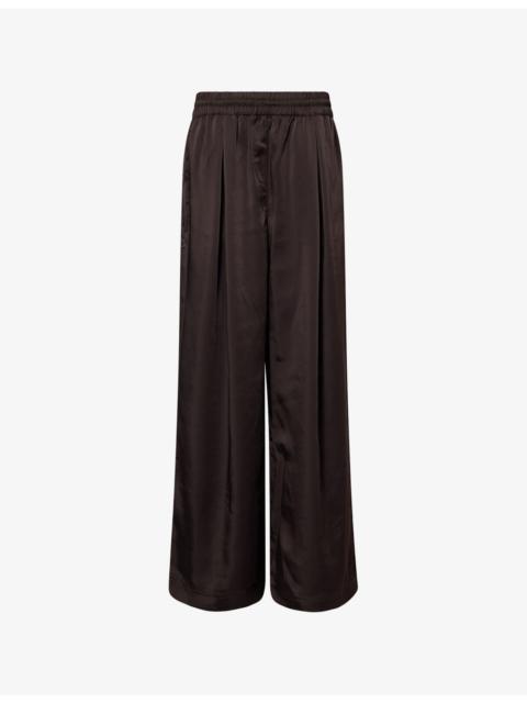 Pleat Relaxed Satin Track Trousers
