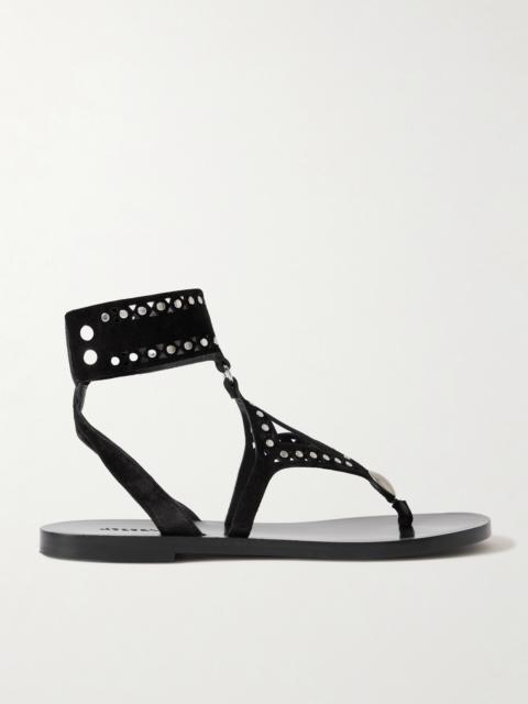 Edil Cutout Studded Suede Sandals
