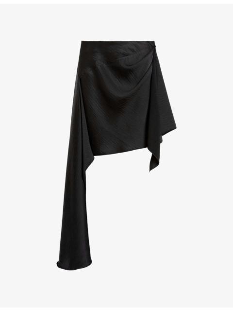 Sami Asymmetric-Hem Woven Mini Skirt