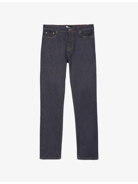 Contrast-stich slim-leg stretch-denim jeans