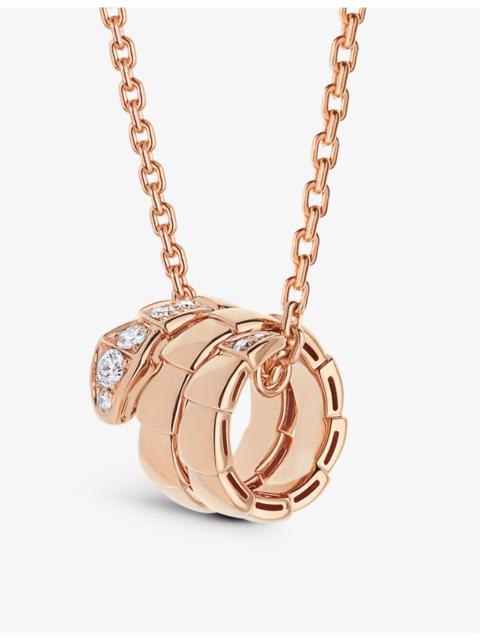 Serpenti Viper 18ct rose-gold and 0.13ct round-cut diamond pendant necklace