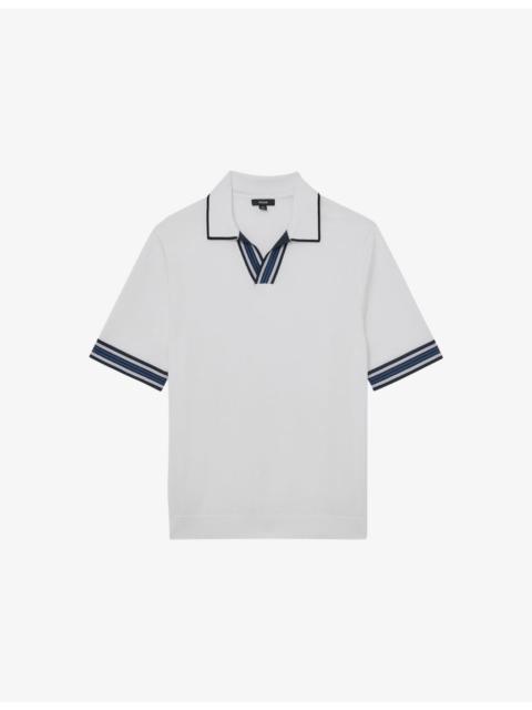 Poole Striped-Trim Stretch-Knit Polo Shirt