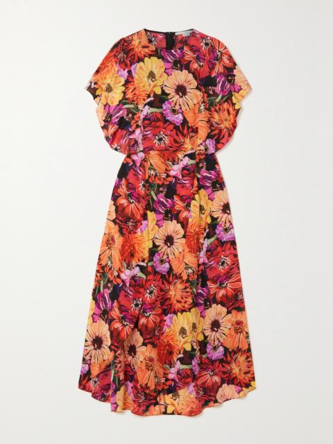 Floral-print Silk Crepe De Chine Midi Dress