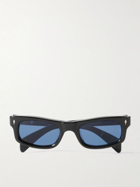 Initials Rectangular-Frame Acetate Sunglasses Black