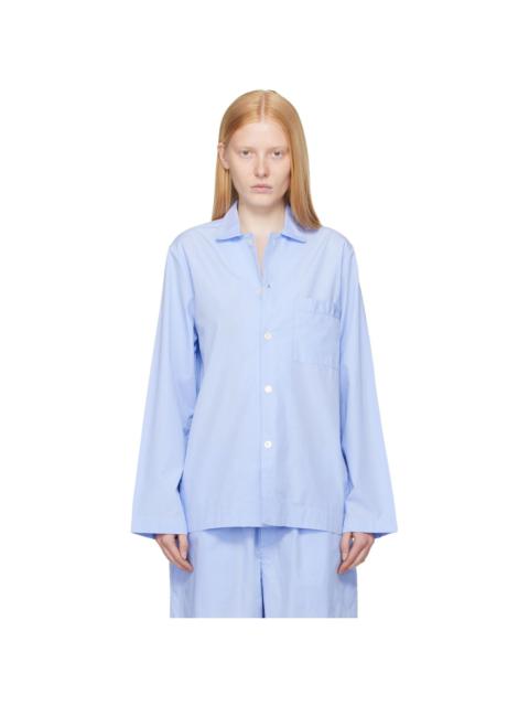 Blue Poplin Long-Sleeved Pyjama Shirt