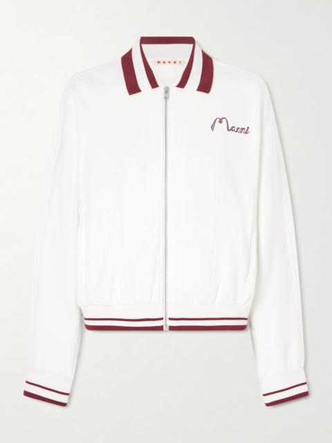 Embroidered Striped Cotton-blend Jacket