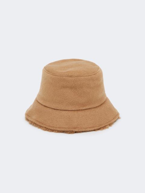 Reversible camel and Teddy fabric cloche hat - CAMEL