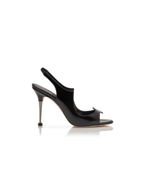 Black Patent Leather Slingback Sandals