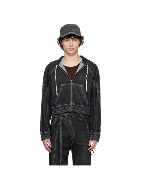 Black Multiline Denim Jacket