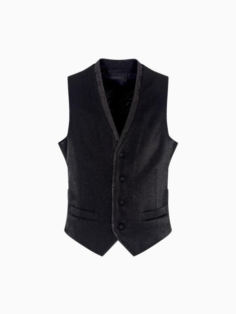 SINGLE-BREASTED WAISTCOAT IN A VISCOSE BLEND WITH RHINESTONES