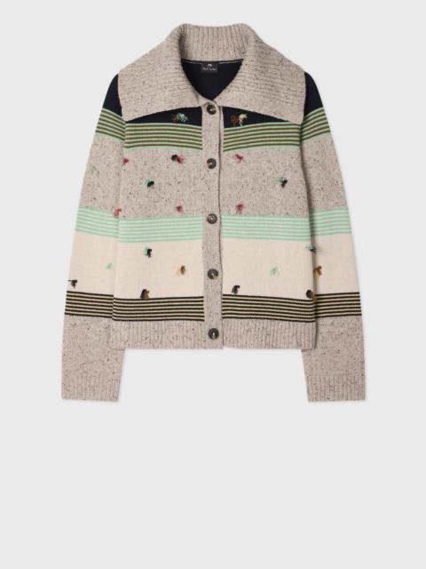 Women's Block Stripe Knit Cardigan with Tassels