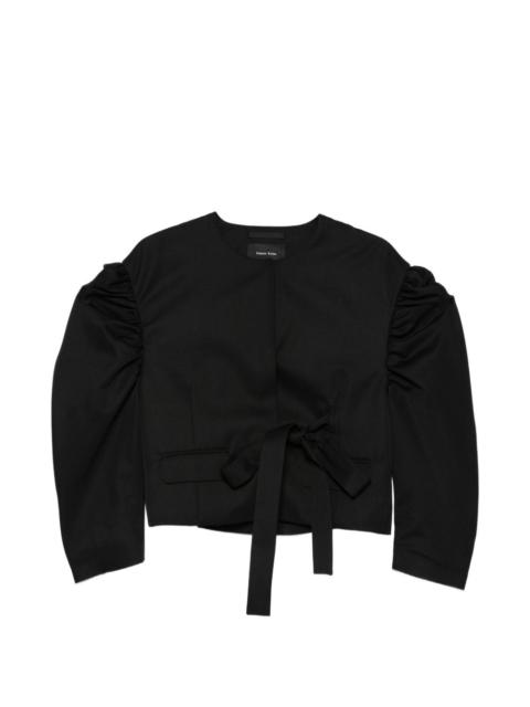 puffed-sleeve tie jacket