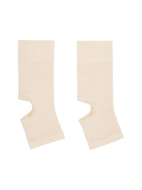 Beige Cut-Out Rib Gaiter Socks