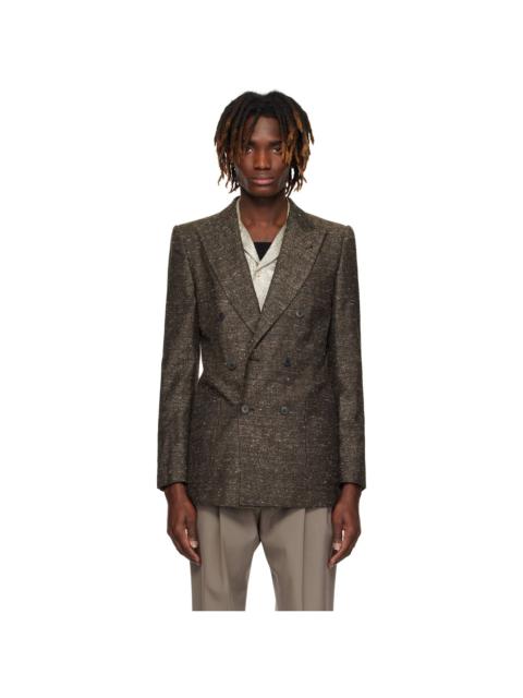 Brown Peaked Lapel Blazer