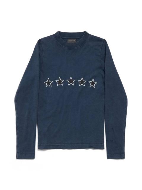 Women's Top Rating Long Sleeve Fitted Top in Washed Navy