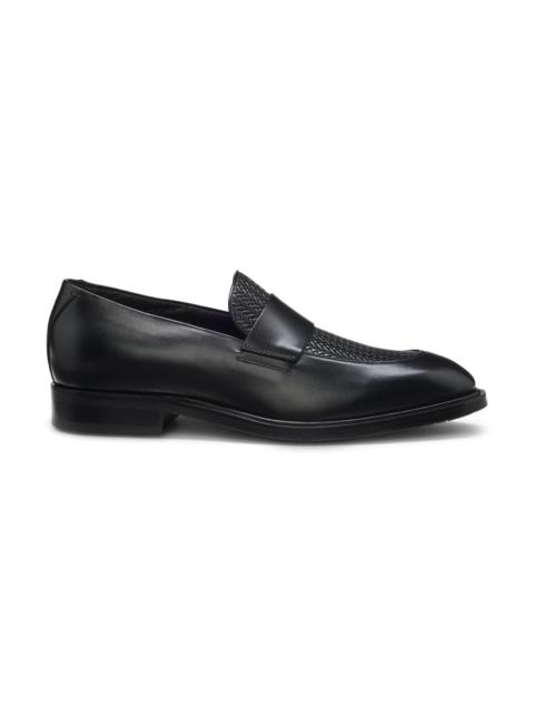LEATHER LOAFERS WITH WOVEN VAMP