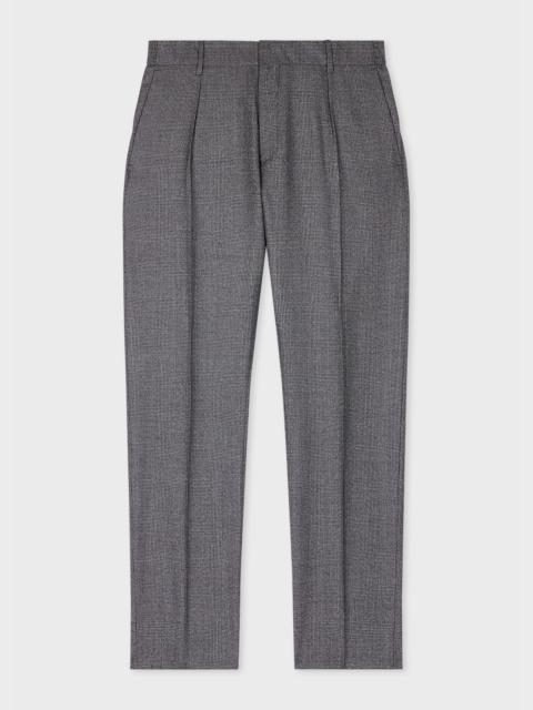 Tapered-Fit Grey Check Elastic-Back Trousers