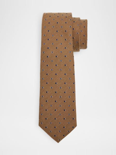 Men's Bordeaux Micro-Jacquard Silk and Wool Tie