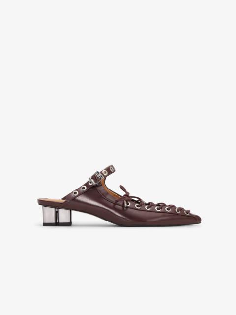 BROWN LACE-UP OLEATEX MULES