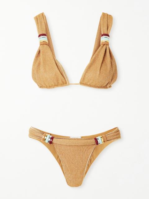 Lumière Embellished Metallic Triangle Bikini