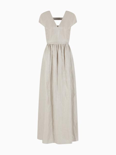 LINEN V-NECK LONG DRESS