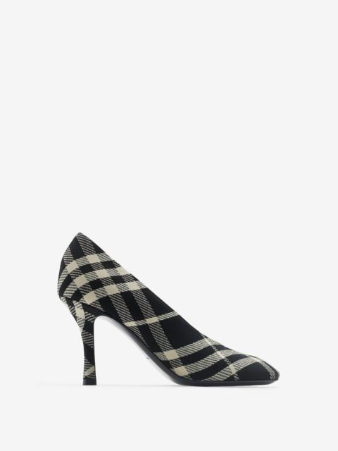 Check Cotton Blend Baby Pumps