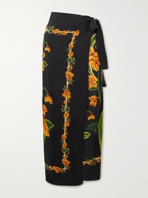 Lavanda Cordillera Floral-print Cotton And Silk-blend Voile Pareo
