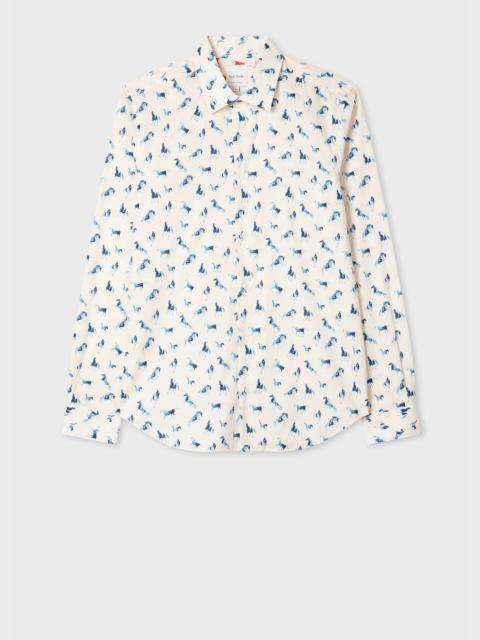 Super Slim-Fit Blue 'Year of the Horse' Print Shirt