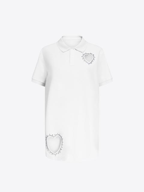 CRYSTAL HEART CUTOUT POLO DRESS