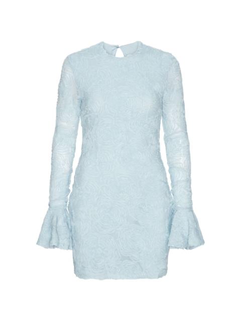 floral-mesh mini dress