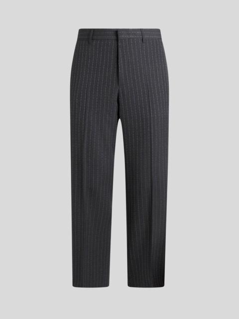 PINSTRIPED WOOL TROUSERS WITH ETRO LOGO-BRANDED STRIPE