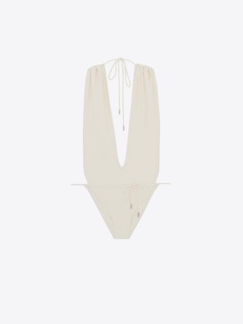 backless v-halter swimsuit