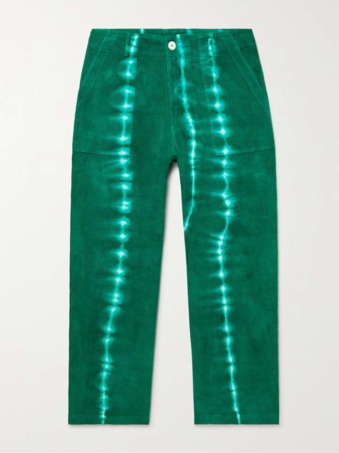 Wide-Leg Tie-Died Cotton and Cashmere-Blend Corduroy Trousers