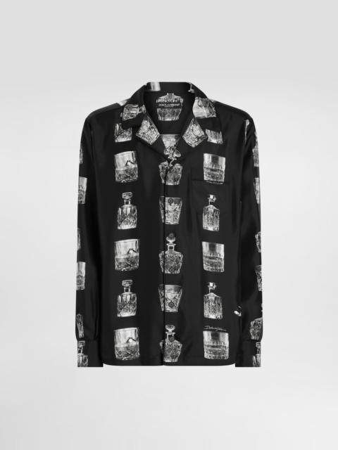 Silk shirt with liquor print