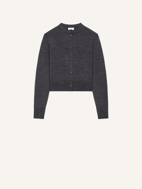 BUCKLE MERINO WOOL CARDIGAN