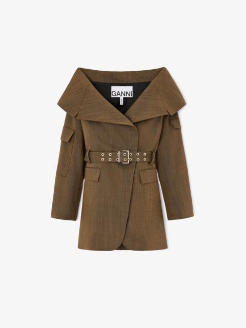 BLAZER IN BROWN WOOL MELANGE