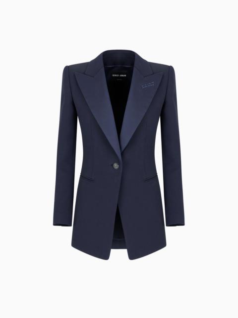 LONG SINGLE-BREASTED SILK JACKET