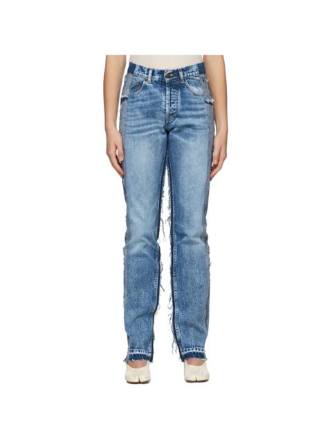Blue Recycled Spliced Jeans