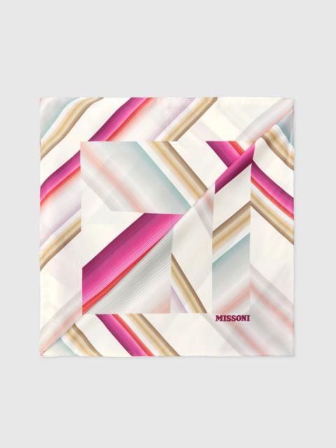 Pure silk foulard with print and logo lettering