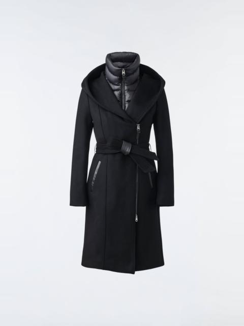 SHIA 2-in-1 double-face wool coat with removable bib