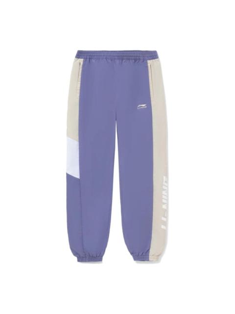 Li-Ning Classic Color Block Track Pants 'Purple White' AYKS033-4