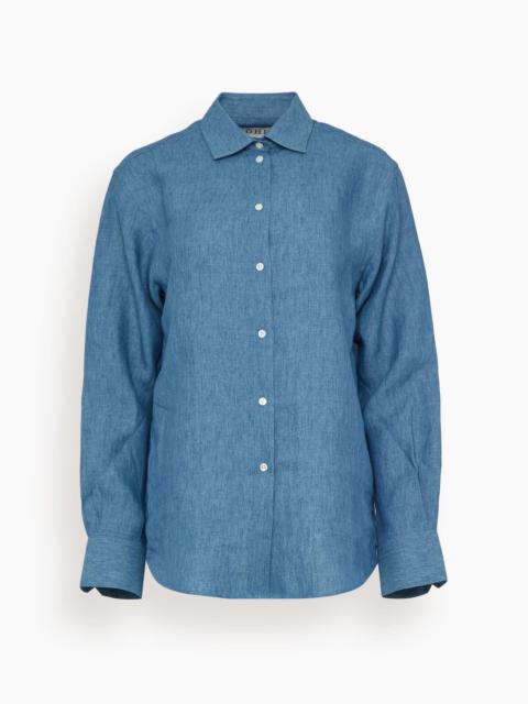 Classic Chambray Linen Shirt in Ocean Blue