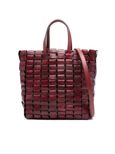 woven leather tote bag