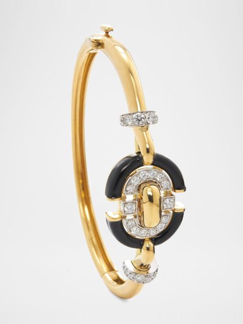 18K Gold & Black Enamel Unity Bracelet w/ Diamonds