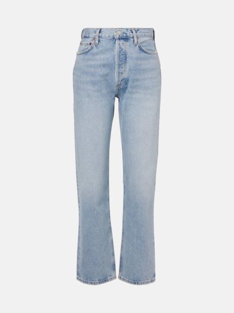 Mid-rise straight jeans