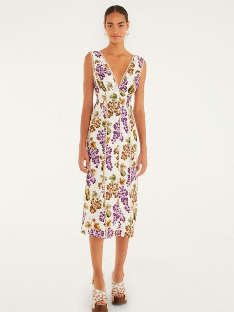 Cream Grape Garden Lenzing Ecovero Viscose Midi Dress