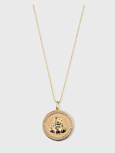 14k Buddha Coin Pendant Necklace with Diamonds