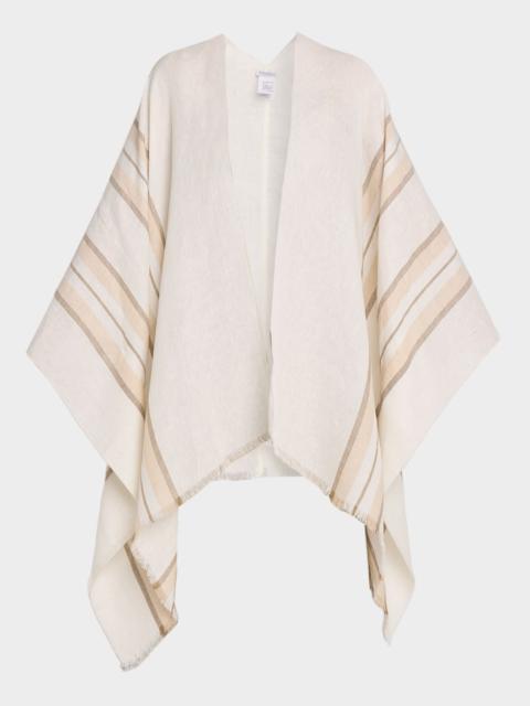 Lurex Striped Linen Poncho