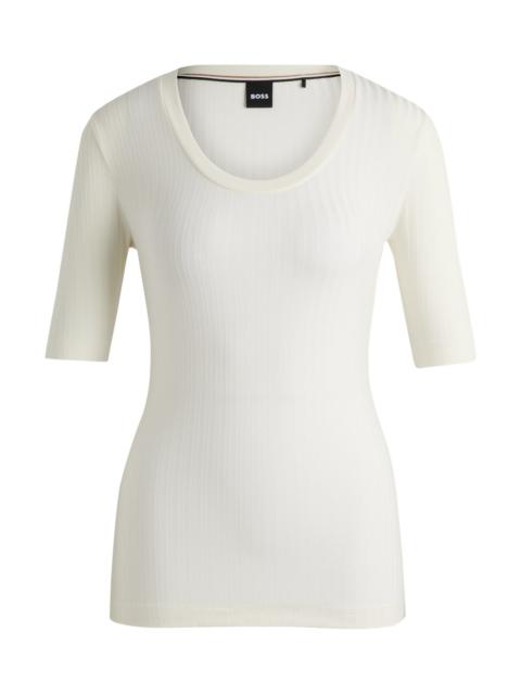 SCOOP-NECK TOP IN STRETCH FABRIC