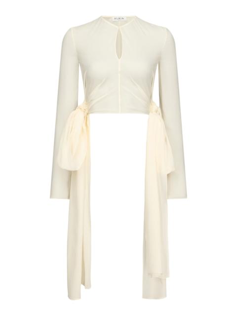 Bow-Detailed Jersey Blouse ivory